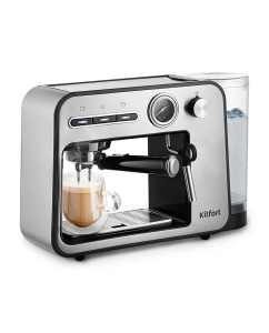 Купить Рожковая кофеварка Kitfort KT-7515 серебристый; черный в E-mobi