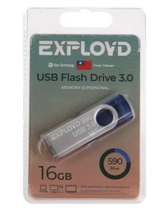 Купить Флешка EXPLOYD 590 16 ГБ синий (EX-16GB-590-Blue) в E-mobi
