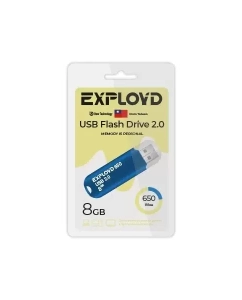 Купить Флешка EXPLOYD 650 8 ГБ синий (EX-8GB-650-Blue) в E-mobi