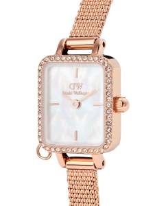 Купить Наручные часы Daniel Wellington Quadro Mini Charm Bezel 15.4x18.2 Melrose White MOP RG  в E-mobi
