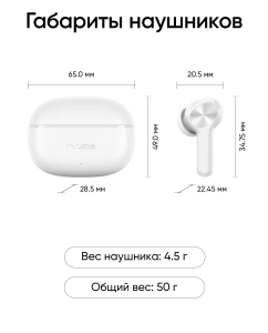 Купить Беспроводные наушники realme Buds T200X RMA2415-A, Белый  в E-mobi