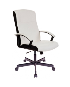 Купить Кресло руководителя Бюрократ DOMINUS, обивка: эко.кожа, цвет: белый/черный в E-mobi