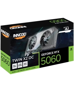 Купить Видеокарта Inno3D GeForce RTX 5060 8192Mb, Twin X2 OC 8G 1xHDMI, 3xDP, Ret  в E-mobi
