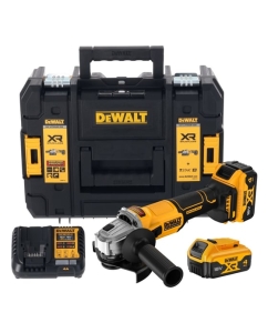 Купить Аккумуляторная угловая шлифмашина DEWALT DCG407M2T, 18В, 125мм, 9000об/мин, с 2 АКБ 4 Ач и ЗУ, в кейсе TSTAK DCG407M2T-QW в E-mobi