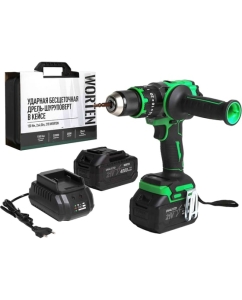 Купить Аккумуляторная ударная бесщеточная дрель-шуруповерт в кейсе WORTEN 150 Нм, 2х4.0Ач, 21В КА-90000703 в E-mobi