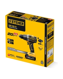 Купить Бесщеточная ударная дрель-шуруповерт STEHER 20 В, 165 Н·м, 1 АКБ LMS (2 А·ч) CBS-165-21  в E-mobi