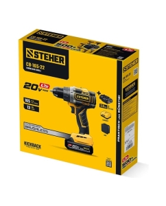 Купить Бесщеточная дрель-шуруповерт STEHER 20 В, 165 Н·м, 2 АКБ LMS (2 А·ч), сумка CB-165-22  в E-mobi