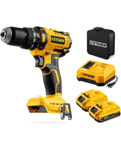 Купить Бесщеточная ударная дрель-шуруповерт STEHER 20 В, 65 Н·м, 2 АКБ LMS (2 А·ч), сумка CBS-65-22 в E-mobi