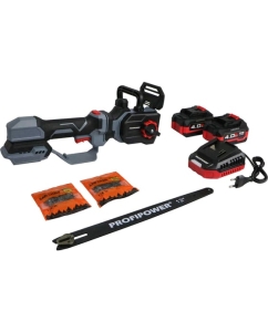 Купить Аккумуляторная бесщеточная цепная пила Profipower PL-12 с штангой телескопической (20В,12, Li-ion-2шт, 4.0Ач, 0-5800 об/мин,З/У, в коробке) E0285  в E-mobi