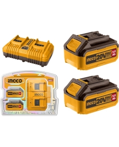 Купить Набор аккумуляторов и зарядки INGCO Li-ion 5.0 Ач INDUSTRIAL FBCPK2425 в E-mobi