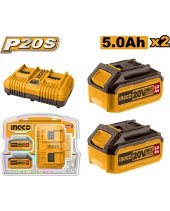 Купить Набор аккумуляторов и зарядки INGCO Li-ion 5.0 Ач INDUSTRIAL FBCPK2425  в E-mobi