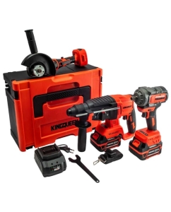 Купить Набор KINGQUEEN 3 пред, 2 АКБ 21В, УШМ 125мм, Гайковерт 500Нм, Перфоратор 2Дж KQ-TS312 в E-mobi