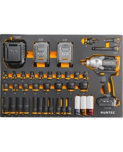 Купить Набор с аккумуляторным гайковертом RUNTEC ударными головками и аксессуарами 1/2, 8-32 мм, CrMo в ложементе EVA, 39 пр. RT-IWIS1E39F  в E-mobi