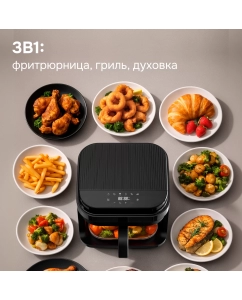 Купить Аэрогриль Zigmund &amp; Shtain ZAF-902, 3 в 1, 1400 Вт, сенсорное управление, черный  в E-mobi