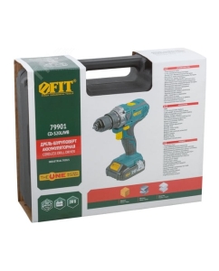 Купить Дрель-шуруповерт аккумуляторный FIT 20 В, 0-400/1400 об/мин, 40 Нм, 2 (Li-Ion) 2,0 Ач, 1,25 ч., рез. накл., кейс 79901  в E-mobi