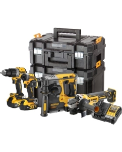 Купить Аккумуляторный набор Dewalt DCK429P3T, 18 В: дрель + шуруповерт + перфоратор + УШМ, с 3 АКБ 5 Ач и ЗУ, в 2 кейсах TSTAK DCK429P3T-QW в E-mobi