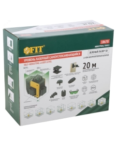 Купить Уровень лазерный самоуспокаивающийся аккумуляторный FIT Li-Ion, мультипризменный 3х360, зеленый луч, диапазон 20 м, кейс 18670  в E-mobi