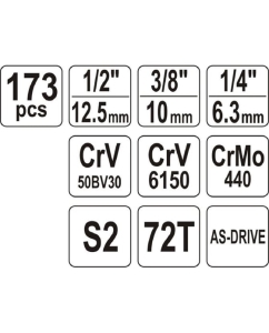 Купить Набор инструментов YATO 1/2&amp;#39;&amp;#39;, 173пр XXL YT-38931  в E-mobi