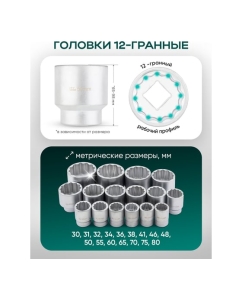 Купить Набор инструментов Rockforce 21 предмет, 1, 12 граней RF-8211-9(63995)  в E-mobi