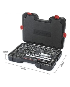 Купить Набор инструментов механика WORKPRO (трещотки PRO CR-V 1/4, 3/8, 1/2, CR-Mo, 45 зубов, метрический, дюймовый, S2-230 предметов , КЕЙС) WP202537  в E-mobi