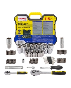 Купить Набор инструментов WMC TOOLS 115 предметов  1/4, 1/2 (6гр.) WMC-41151-5(62899) в E-mobi