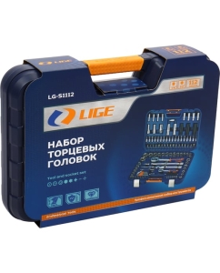 Купить Набор торцевых головок LIGE 1/2&amp;1/4 6-гранный 112 предметов, в кейсе 1/3 LG-S1112 595189  в E-mobi
