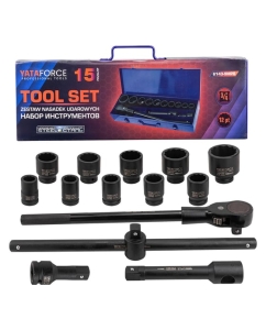 Купить Набор инструментов YATAFORCE 15 предметов, 3/4, 12граней YF-6143-9MPB(62527) в E-mobi