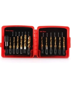 Купить Набор из 13 комбинированных сверл и метчиков Vitatools из быстрорежущей стали 1/4 дюйма с быстросменным адаптером nabor-13-kombinirovannyh-sverl в E-mobi