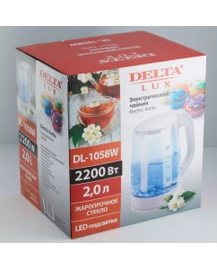Купить Чайник электрический Delta Lux DL-1058 2 л прозрачный, белый  в E-mobi