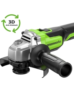 Купить Угловая шлифовальная машина аккумулятор GreenWorks AG590, 24V, б/щет, 125 мм, 8500 об/мин,1х8Ач,ЗУ,  Anti-Kickback, коробка 3201007VUH  в E-mobi
