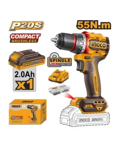 Купить Бесщеточный шуруповерт INGCO 55Нм 20В, б/щ INDUSTRIAL CDLI205582  в E-mobi