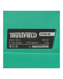 Купить Перфоратор TRUSTFIELD SDS-Plus электрический (1000Вт, 3Дж, 3 реж, Ø28мм, 0-1100об/мин, 0-5100уд) ETHD-28  в E-mobi