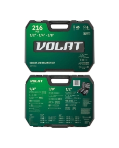 Купить Набор инструментов ВОЛАТ 1/4", 3/8", 1/2" 6 граней 216 предметов 18570-216 ЦЗ-1585909876  в E-mobi