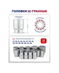 Купить Набор инструментов YATAFORCE 21 предметов 3/4, 12 граней YF-6212-9(64194)  в E-mobi