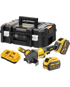 Купить Аккумуляторная угловая шлифмашина Dewalt DCG418T2, 54 В, 125 мм, 9000 об/мин, с 2 АКБ 2 Ач и ЗУ, в кейсе TSTAK DCG418T2-QW в E-mobi