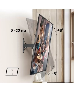 Купить Кронштейн для телевизора 10"-32" ONKRON R2 наклонно-поворотный, чёрный  в E-mobi