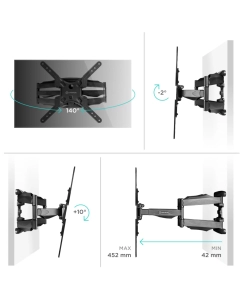 Купить Кронштейн для телевизора 37"-70" ONKRON M5 наклонно-поворотный, чёрный  в E-mobi