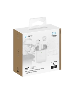 Купить Беспроводные наушники Deppa  с микрофоном Air Light, TWS, BT 5.1, 250 мАч, QI, белый/44165  в E-mobi