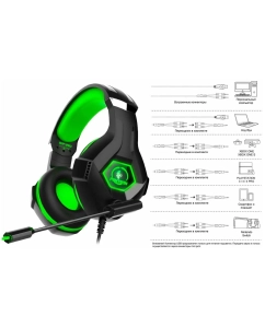 Купить Проводные игровые наушники JETACCESS PANTEON GHP-250 зеленые  в E-mobi