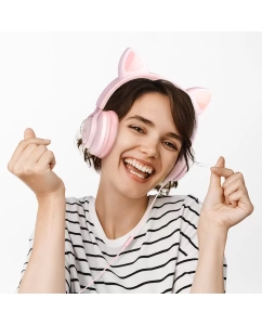 Купить Наушники с микрофоном HOCO W36, детский дизайн, разъём 3.5mm, кабель 1.2m, розовые  в E-mobi