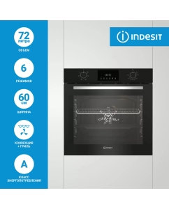 Купить Встраиваемый электрический духовой шкаф Indesit IFE 3644 J BL серебристый, черный в E-mobi