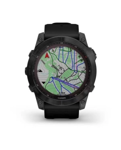 Купить Часы Garmin Fenix 7X Sapphire Solar титановый черный DLC с силиконовым ремешком  в E-mobi