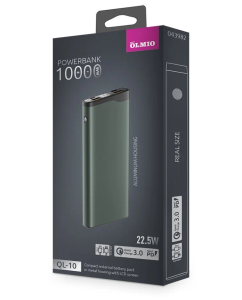 Купить Внешний аккумулятор Olmio QL-10 10000 мАч, серый  в E-mobi