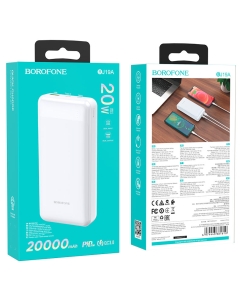 Купить Внешний аккумулятор  Borofone, BJ19A 20000mAh, белый в E-mobi