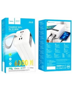 Купить Внешний аккумулятор Hoco J86B 60000 мА/ч для мобильных устройств, белый (2015420) в E-mobi