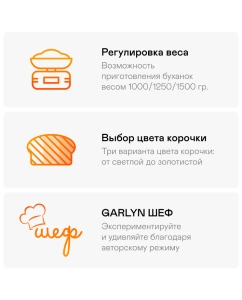 Купить Хлебопечка GARLYN BR-2000 серебристый  в E-mobi