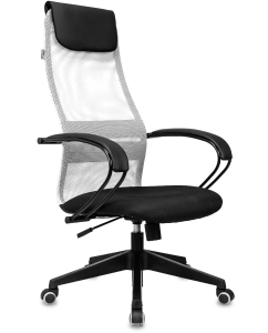 Купить Кресло руководителя Бюрократ CH-607 светло-серый TW-02 сиденье черный сетка/ткань с подгол  в E-mobi