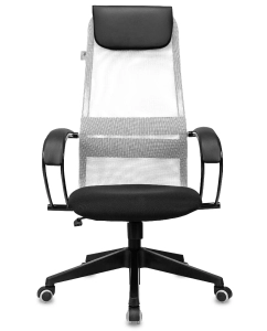 Купить Кресло руководителя Бюрократ CH-607 светло-серый TW-02 сиденье черный сетка/ткань с подгол  в E-mobi