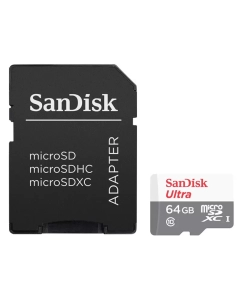 Купить Карта памяти SanDisk Ultra 64GB microSD + адаптер (SDSQUNR-064G-GN3MA) в E-mobi