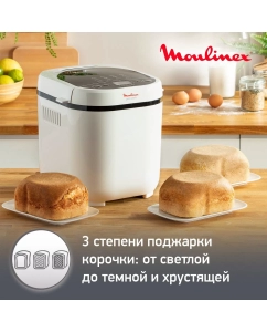 Купить Хлебопечка Moulinex Paine Dore OW210130, белый/черный  в E-mobi